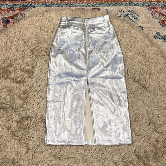 Avec les filles Silver metallic midi skirt size XS - Picture 4 of 6